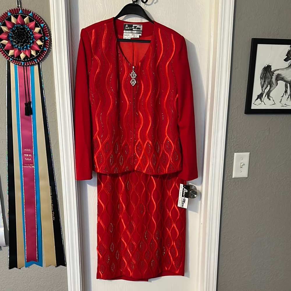 Elegant Red Skirt Set
